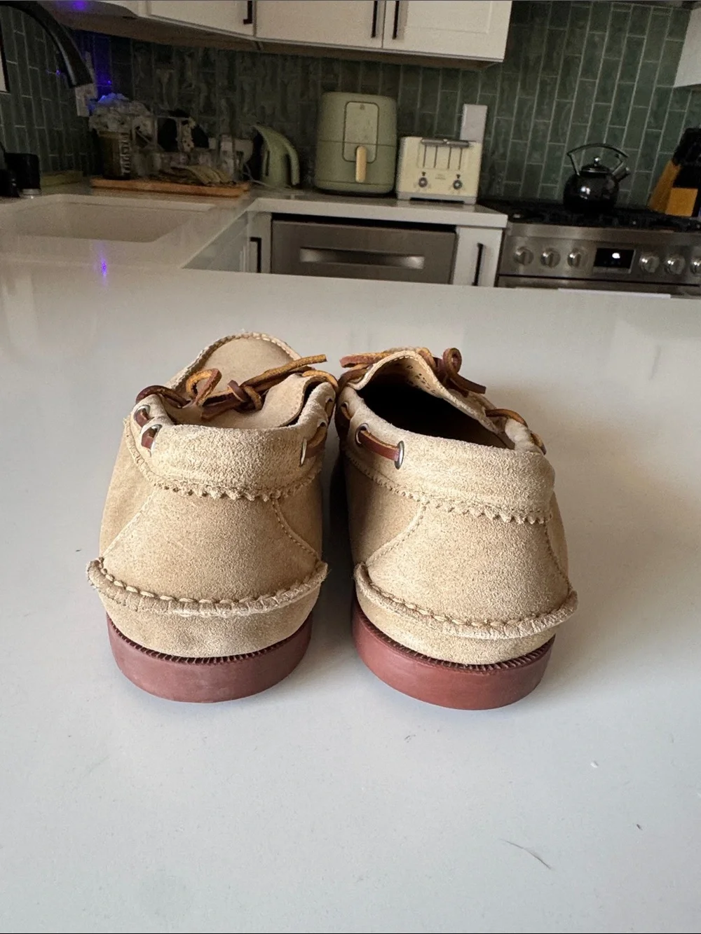 Brooks Brothers Men’s Khaki Suede Camp Boat Shoes Moccasins